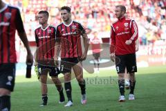 1. Bundesliga - Fußball - FC Ingolstadt 04 - Borussia Dortmund - Spiel ist aus Jubel, FCI verliert erstes Heimspiel, Stefan Lex (14, FCI) Mathew Leckie (7, FCI) Moritz Hartmann (9, FCI) gehen vom Platz