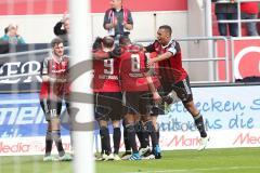 1. Bundesliga - Fußball - FC Ingolstadt 04 - FC Schalke 04 - Tor 2:0 durch Lukas Hinterseer (16, FCI) Pascal Groß (10, FCI) Moritz Hartmann (9, FCI) Roger de Oliveira Bernardo (8, FCI) Marvin Matip (34, FCI) Jubel