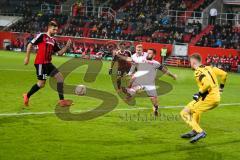 1. BL - Saison 2015/2016 - FC Ingolstadt 04 - 1. FC Köln - Lukas Hinterseer (#16 FC Ingolstadt 04) mit dem 1:0 Führungstrffer - jubel - Timo Horn Torhüter (#1 köln) - Foto: Meyer Jürgen