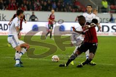 1. BL - Saison 2015/2016 - FC Ingolstadt 04 - Hamburger SV -Roger de Oliveira Bernardo (#8 FC Ingolstadt 04) -  Spahic Emir (#4 Hamburger SV) -  Foto: Jürgen Meyer