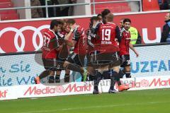 1. Bundesliga - Fußball - FC Ingolstadt 04 - VfB Stuttgart - Tor Jubel durch Moritz Hartmann (9, FCI) mit Robert Bauer (23, FCI) Darío Lezcano (37, FCI) Max Christiansen (19, FCI)
