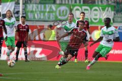 1. Bundesliga - Fußball - FC Ingolstadt 04 - VfL Wolfsburg -  Stefan Lex (14, FCI) und Josuha Guilavogui (Wolfsburg 23)