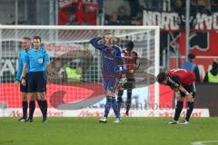 1. Bundesliga - Fußball - FC Ingolstadt 04 - Bayer 04 Leverkusen - Spiel ist aus Niederlage 0:1 Torwart Örjan Haskjard Nyland (26, FCI) Romain Brégerie (18, FCI)