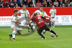 1. BL - Saison 2015/2016 - FC Ingolstadt 04 - Borussia Mönchengladbach  Nico Elvedi (#30 Borussia Mönchengladbach) Tony Jantschke (#24 Borussia Mönchengladbach) Andreas Christensen (#3 Borussia Mönchengladbach) Moritz Hartmann (#9 FC Ingolstadt 04)  Foto: