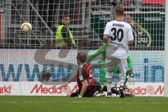 1. BL - Saison 2015/2016 - FC Ingolstadt 04 - Borussia Mönchengladbach - Moritz Hartmann (#9 FC Ingolstadt 04) mit dem 1:0 Führungstreffer und Siegtreffer - Tor - Jubel - Elvedi Nico weiss #30 Gladbach - Sommer Yann Torwart Gladbach - Foto: Meyer Jürgen