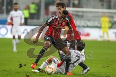 1. BL - Saison 2015/2016 - FC Ingolstadt 04 - Bayer 04 Leverkusen - Roger de Oliveira Bernardo (#8 FC Ingolstadt 04) - Chicharito - Foto: Meyer Jürgen