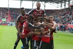 1. Bundesliga - Fußball - FC Ingolstadt 04 - FC Schalke 04 - Tor Jubel Elfmeter 1:0 durch Moritz Hartmann (9, FCI) oben Marvin Matip (34, FCI)
