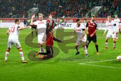 1. Bundesliga - Fußball - FC Ingolstadt 04 - 1. FC Köln - Pascal Groß (10, FCI) wird im Strafraum gefoult von Kevin Vogt (6, 1. FC Köln). Foto: Adalbert Michalik