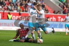 1. BL - Saison 2015/2016 - FC Ingolstadt 04 - Schalke 04 - Marvin Matip (#34 FC Ingolstadt 04) - Pierre-Emile Højbjerg (23, Schalke) - Max Meyer (7, Schalke) - Foto: Meyer Jürgen