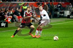 1. Bundesliga - Fußball - FC Ingolstadt 04 - 1. FC Köln - Lukas Hinterseer (16, FCI) im Zweikampf gegen Yannick Gerhardt (31, 1. FC Köln) Foto: Adalbert Michalik