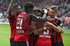 1. Bundesliga - Fußball - FC Ingolstadt 04 - FC Schalke 04 - Moritz Hartmann (9, FCI) Elfmeter Tor Jubel 1:0 Roger de Oliveira Bernardo (8, FCI) Marvin Matip (34, FCI) Danny da Costa (21, FCI) Max Christiansen (19, FCI)