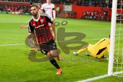 1. BL - Saison 2015/2016 - FC Ingolstadt 04 - 1. FC Köln - Lukas Hinterseer (#16 FC Ingolstadt 04) mit dem 1:0 Führungstrffer - jubel - Timo Horn Torhüter (#1 köln) - Foto: Meyer Jürgen