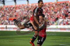 1. Bundesliga - Fußball - FC Ingolstadt 04 - Eintracht Frankfurt - Stefan Lex (14, FCI) rennt auf das Tor und erzielt das 2:0 Jubel, Marvin Matip (34, FCI)