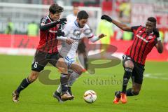 1. BL - Saison 2015/2016 - FC Ingolstadt 04 - 1. FSV Mainz 05 - Alfredo Morales (#6 FC Ingolstadt 04) - Roger de Oliveira Bernardo (#8 FC Ingolstadt 04) - Malli Yunus #10 Mainz - Foto: Meyer Jürgen