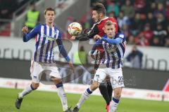 1. BL - Saison 2015/2016 - FC Ingolstadt 04 - Hertha BSC - Romain Brègerie (#18 FC Ingolstadt 04) - Lustenberger Fabian (Hertha BSC) - Foto: Jürgen Meyer