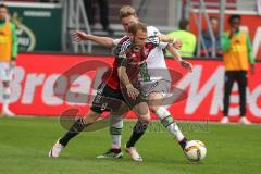 1. BL - Saison 2015/2016 - FC Ingolstadt 04 - Borussia Mönchengladbach - Moritz Hartmann (#9 FC Ingolstadt 04) - Elvedi Nico #30 weiss Gladbach - Foto: Meyer Jürgen