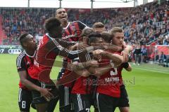 1. Bundesliga - Fußball - FC Ingolstadt 04 - FC Schalke 04 - Moritz Hartmann (9, FCI) Elfmeter Tor Jubel 1:0 Roger de Oliveira Bernardo (8, FCI) Marvin Matip (34, FCI) Danny da Costa (21, FCI)