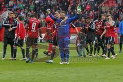 1. BL - Saison 2015/2016 - FC Ingolstadt 04 - Borussia Mönchengladbach - Ramazan Özcan (#1 FC Ingolstadt 04) in Siegerpose - Jubel - Foto: Meyer Jürgen