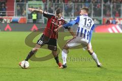 1. BL - Saison 2015/2016 - FC Ingolstadt 04 - Hertha BSC - Pascal Groß (#10 FC Ingolstadt 04) - Hegeler Jens (Hertha BSC) -  Foto: Jürgen Meyer