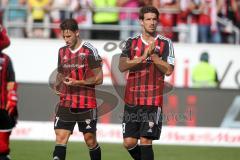 1. Bundesliga - Fußball - FC Ingolstadt 04 - Borussia Dortmund - Spiel ist aus, Niederlage 0:4, Köpfe hangen bei den Schanzern, Mathew Leckie (7, FCI) und Romain Brégerie (18, FCI)