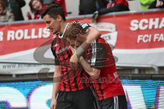 1. Bundesliga - Fußball - FC Ingolstadt 04 - Borussia Mönchengladbach - Tor Jubel 1:0 für Ingolstadt Torschütze Moritz Hartmann (9, FCI) mit Benjamin Hübner (5, FCI)