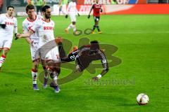 1. Bundesliga - Fußball - FC Ingolstadt 04 - 1. FC Köln - Danny da Costa (21, FCI) wird von Mergim Mavraj (19, 1. FC Köln) gefoult Foto: Adalbert Michalik