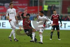 1. Bundesliga - Fußball - FC Ingolstadt 04 - Bayer 04 Leverkusen - Almog Cohen (36, FCI) Zweikampf mit rechts Karim Bellarabi (Leverkusen 38)