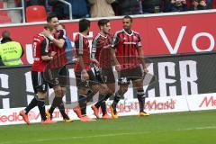 1. Bundesliga - Fußball - FC Ingolstadt 04 - VfB Stuttgart - Moritz Hartmann (9, FCI) trifft zum 1:0 für Ingolstadt Tor Jubel, Benjamin Hübner (5, FCI)