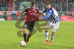 1. BL - Saison 2015/2016 - FC Ingolstadt 04 - Hertha BSC - Pascal Groß (#10 FC Ingolstadt 04) - Hegeler Jens (Hertha BSC) -  Foto: Jürgen Meyer