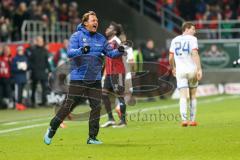 1. Bundesliga - Fußball - FC Ingolstadt 04 - 1. FSV Mainz 05 - Spiel ist aus, 1:0 Sieg Cheftrainer Ralph Hasenhüttl (FCI) freut sich, rennt auf das Feld