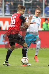 1. BL - Saison 2015/2016 - FC Ingolstadt 04 - Schalke 04 - Lukas Hinterseer (#16 FC Ingolstadt 04) - Roman Neustädter (33, Schalke) - Foto: Meyer Jürgen