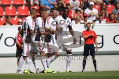 1. Bundesliga - Fußball - Testspiel -  FC Ingolstadt 04 - Celta De Vigo - Spielabbruch - Tor zum 1:0 durch Pascal Groß (10, FCI) Jubel, mit Lukas Hinterseer (16, FCI) Stefan Lex (14, FCI) Roger de Oliveira Bernardo (8, FCI)