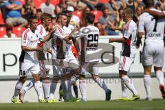 1. Bundesliga - Fußball - Testspiel -  FC Ingolstadt 04 - Celta De Vigo - Spielabbruch - Tor zum 1:0 durch Pascal Groß (10, FCI) Jubel, mit Lukas Hinterseer (16, FCI) Stefan Lex (14, FCI) Roger de Oliveira Bernardo (8, FCI) Markus Suttner (29, FCI)