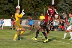 Freundschaftsspiel - Saison 2015/2016 - FC Ingolstadt 04 - SpVgg Greuther Fürth - Elias Kachunga (#25 FC Ingolstadt 04) mit dem 2:1 Führungstreffer - Flecken Benedikt Torwart Greuther Fürth - Foto: Jürgen Meyer