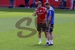 1. Bundesliga - FC Ingolstadt 04 - Trainingsauftakt im Audi Sportpark - Romain Brègerie (FC Ingolstadt 04) - Ralph Hasenhüttl (Trainer FC Ingolstadt 04) - Foto: Jürgen Meyer