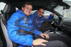 1. Bundesliga - Fußball - FC Ingolstadt 04 - Winterpause - Besuch bei Audi driving experience in Seefeld/Österreich -  Pascal Groß (10, FCI) und Benjamin Hübner (5, FCI) im Audi TT