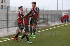 A-Junioren Bundesliga SW - FC Ingolstadt 04 - FC Bayern München - Tjark Dannemann mitte erzielt das 1:0 Tor, Jubel links Maximilian Thalhammer und rechts Nico Dantscher