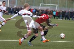 A-Junioren Bundesliga SW - FC Ingolstadt 04 - FC Bayern München - links Felix Götze (FCB) und rechts Tjark Dannemann setzt sich durch und erzielt das 1:0 Tor