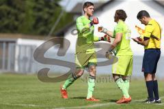 Regionalliga Bayern - FC Ingolstadt 04 II - SV 01 Viktoria Aschaffenburg - 5:3 - Wechsel Torwart Thomas Bauer (1) bedankt sich bei Torwart Ralph Bauer (22) rechts