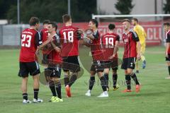 Regionalliga Bayern - FC Ingolstadt 04 II - 1. FC Schweinfurt 05 - Thomas Blomeyer (18) trifft zum 1:0 Tor Jubel mit Marcel Hagmann (23) und Stefan Müller (10)