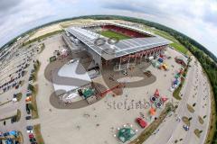 1. Bundesliga - Fußball - FC Ingolstadt 04 - Saisoneröffnung im Audi Sportpark - aus 40 Meter Höhe - Aussicht Attraktion Feier Möbelhof