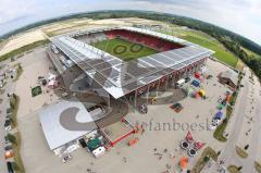 1. Bundesliga - Fußball - FC Ingolstadt 04 - Saisoneröffnung im Audi Sportpark - aus 40 Meter Höhe - Aussicht Attraktion Feier Möbelhof