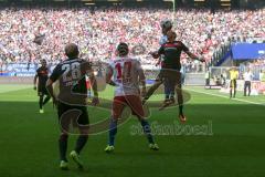 1. BL - Saison 2016/2017 - Hamburger SV - FC Ingolstadt 04 - Tobias Levels (#28 FCI) -Filip Kostic (#17 Hamburg) -  Moritz Hartmann (#9 FCI) - Foto: Meyer Jürgen