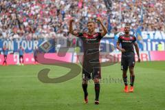 1. Bundesliga - Fußball - Hamburger SV - FC Ingolstadt 04 - Lukas Hinterseer (16, FCI) Tor zum Ausgleich 1:1 Jubel Gestik zu den mitgereisten Fans