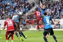 1. Bundesliga - Fußball - TSG 1899 Hoffenheim - FC Ingolstadt 04 - Lukas Hinterseer (16, FCI) Darío Lezcano (11, FCI) Benjamin Hübner (TSG 21) Sebastian Rudy (TSG 6) Tor für Ingolstadt Eigentor Hoffenheim durch Niklas Süle (TSG 25)