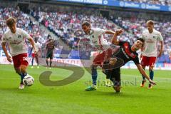 1. BL - Saison 2016/2017 - Hamburger SV - FC Ingolstadt 04 -Alfredo Morales #6 FCI) -Gotoku Sakai (#24 Hamburg) - Nicolai Müller (#27 Hamburg) -  Foto: Meyer Jürgen