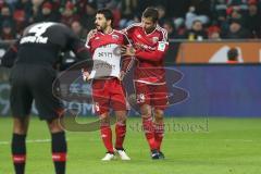 1. Bundesliga - Fußball - Bayer Leverkusen - FC Ingolstadt 04 - Tor Jubel 1:2 Almog Cohen (36, FCI) mit Markus Suttner (29, FCI)