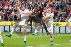 1. Bundesliga - Fußball - 1. FC Köln - FC Ingolstadt 04 - Luftkampf Dominique Heintz (3 Köln) Marcel Tisserand (32, FCI) Frederik Sörensen (4 Köln)