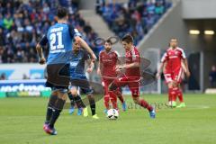 1. Bundesliga - Fußball - TSG 1899 Hoffenheim - FC Ingolstadt 04 - rechts Stefan Lex (14, FCI) Kerem Demirbay (TSG 13) Benjamin Hübner (TSG 21)