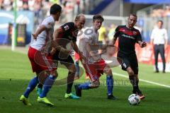 1. BL - Saison 2016/2017 - Hamburger SV - FC Ingolstadt 04 - Tobias Levels (#28 FCI) - Moritz Hartmann (#9 FCI) - Foto: Meyer Jürgen